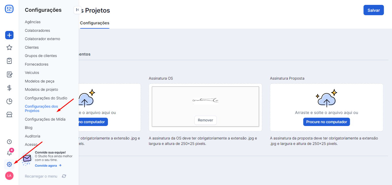 Configuração de assinaturas